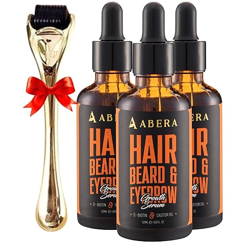 Abera Suero para el crecimiento del cabello Tratamiento natural para el crecimiento del cabello y la barba con biotina y aceite de ricino, combo