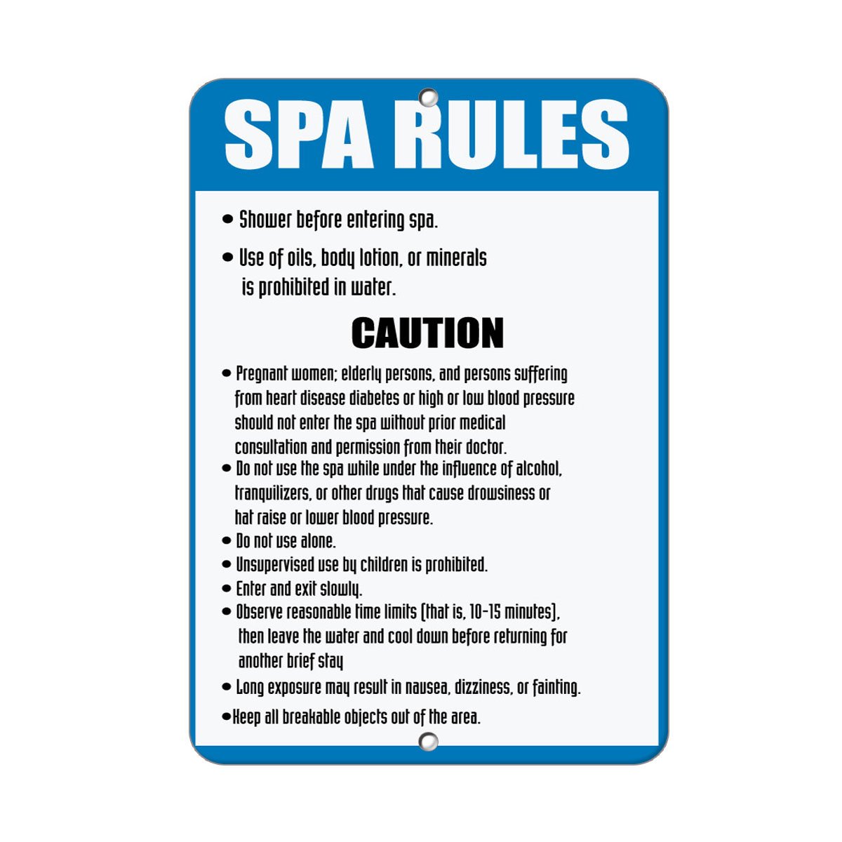 Aluminum Vertical Metal Sign Multiple Sizes Do's Don T'S Inside Spa! Follow Rules Activity Swimming All Over Weatherproof Street 12x18Inches