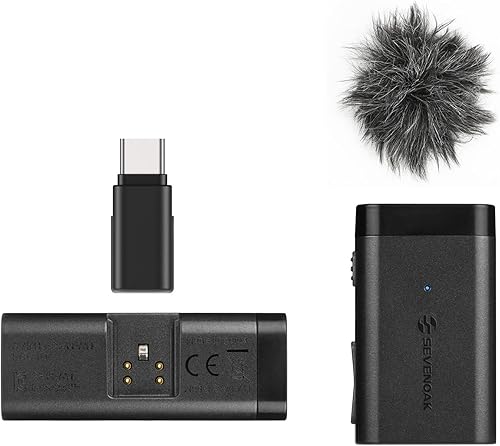 Miniatura 8 de Sevenoak Micrófono inalámbrico USB-C Lavalier, SKM-W1U sistema de micrófono inalámbrico de solapa para dispositivos tipo C, iPhone 13, Samsung,
