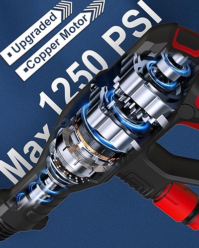 Miniatura 3 de Cordless Pressure Washer - MAX 1250 PSI Battery Powered Pressure Washer, 21V Portable Cordless Power Washer with Rechargeable 4.0Ah Battery for