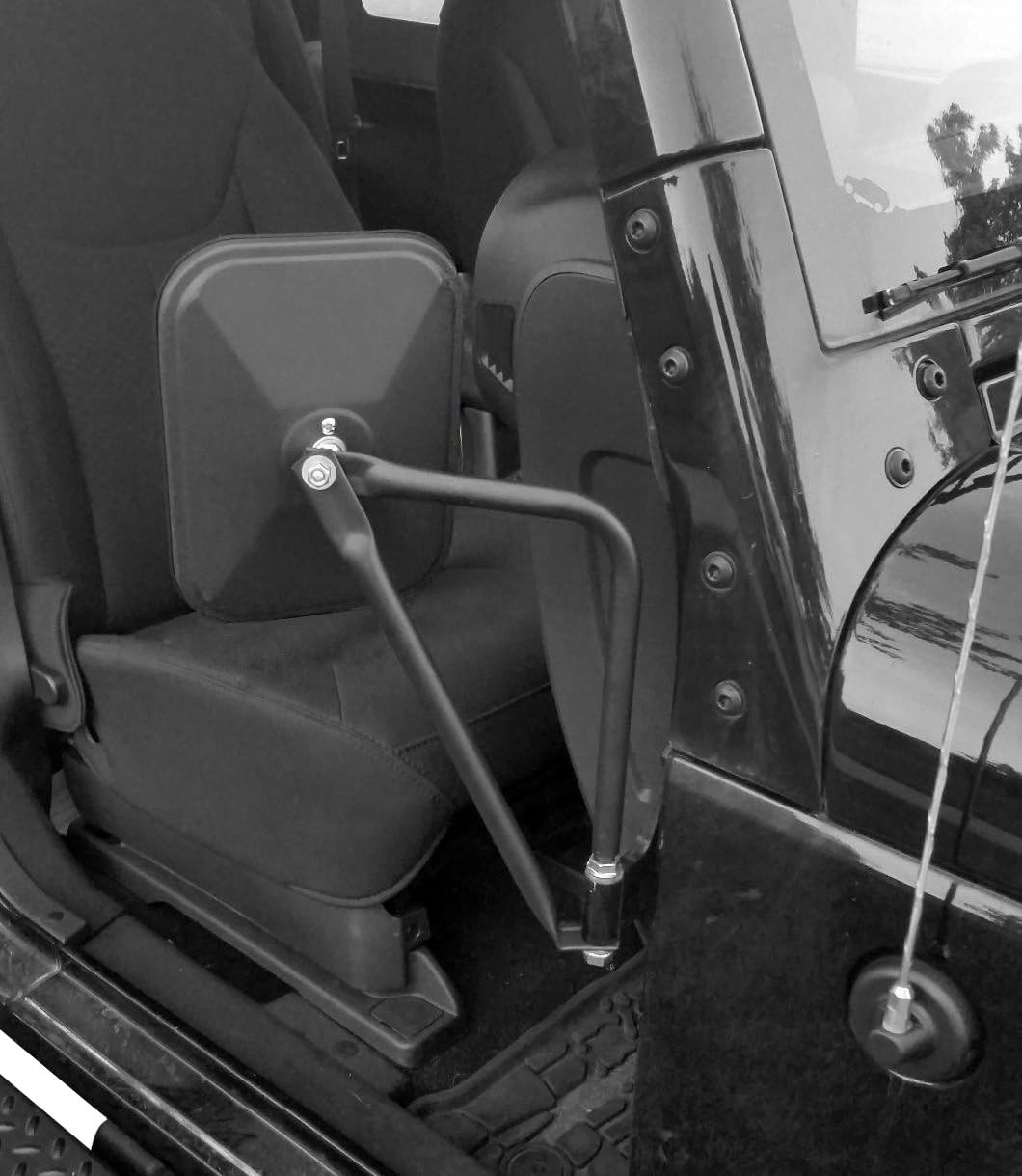 Shake-proof Rectangular Adventure Mirrors,Doors off Mirrors Doorless Mirrors Kesgiter Bolt-on Door Hinge Mirror Fits all Jeep Wrangler JK CJ YJ TJ (1 Pair), Textured Black