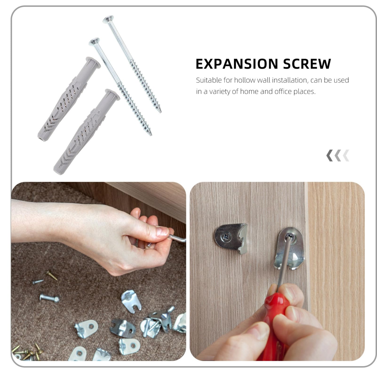 Mikikit Nylon Plastic Tube Wall Plugs and Screws Set 10 Pcs Self-Tapping Screws for Drywall Picture Hangers