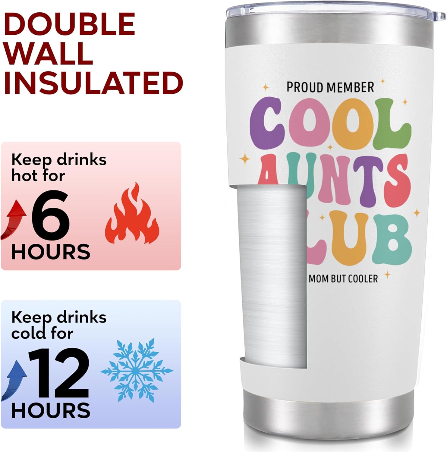 Cool Aunts Club Tumbler 20oz - Birthday Presents, Auntie Christmas Gift Ideas for Best Aunt Ever - Aunt Birthday Gifts Travel Mug - Cool Gifts for Aunts - In My Auntie Era Coffee Tumbler - Image 3