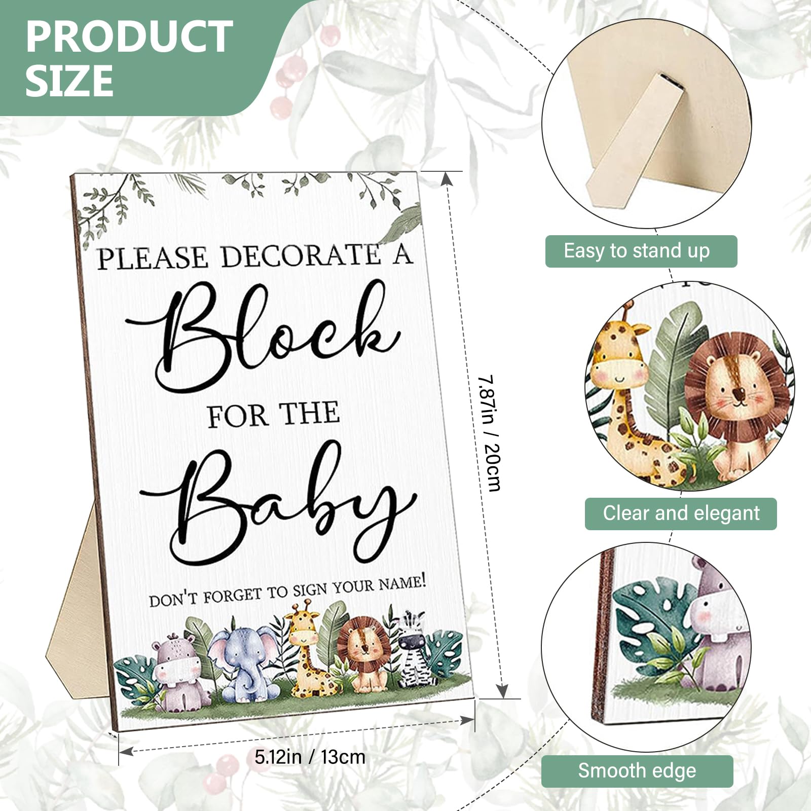 Kit de jeux pour baby shower, ensemble de 75 pièces comprenant 50 cubes en bois, 24 marqueurs, 1 panneau de jeu et des blocs à sculpter pour des activités manuelles (peinture, loisirs créatifs)
