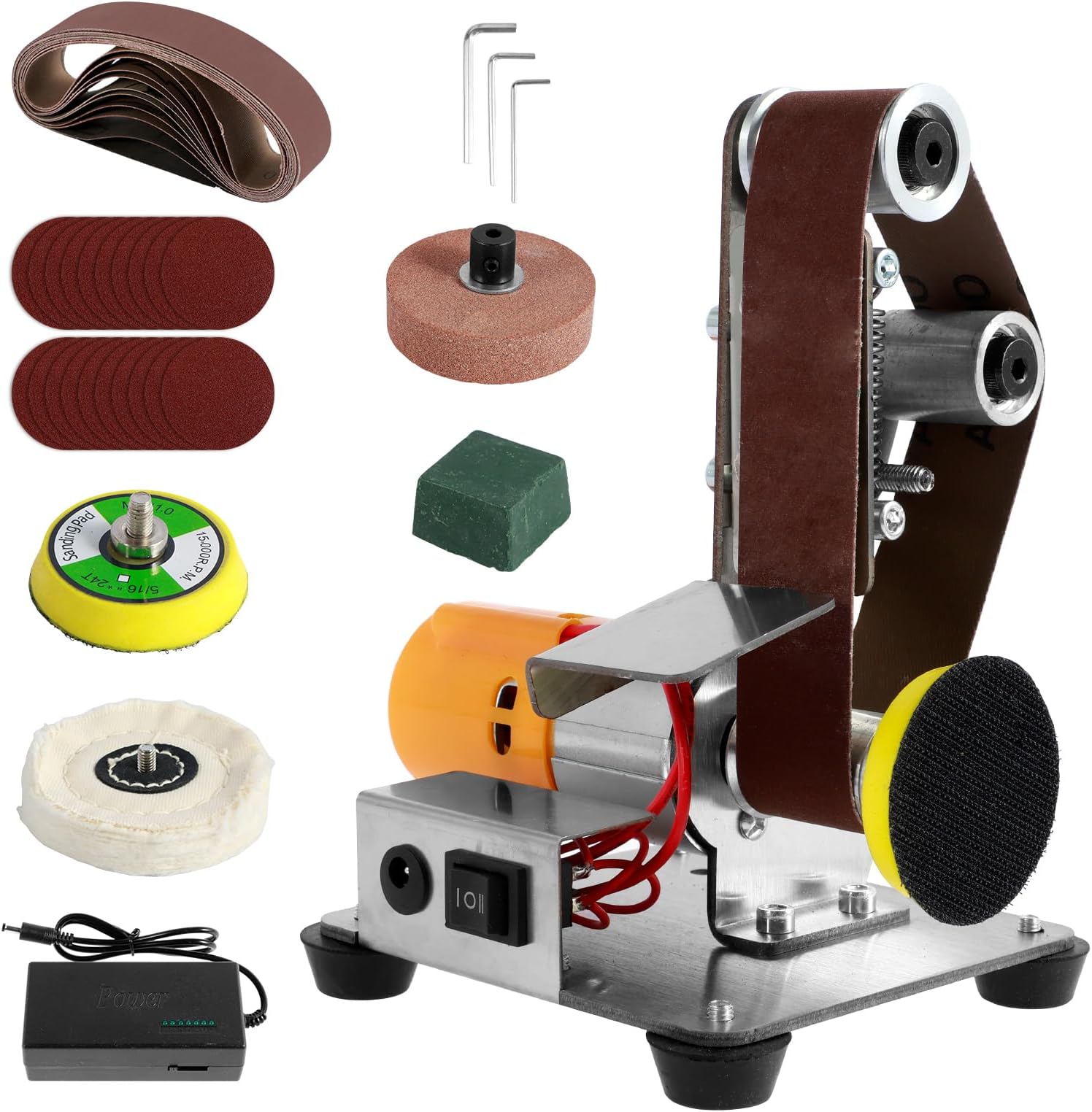 Mini Belt Sander 90° Vertical Electric Sander 7 Speed Adjust Electric