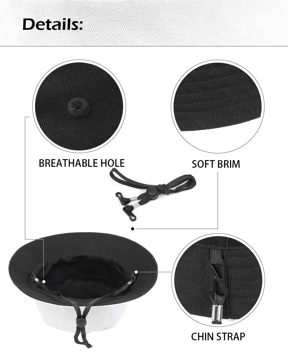 Feng Shui， Sombreros para el Sol L/XL/XX-Large,Sombreros de Pesca Reversibles Grandes,Sombrero de Pescador con protección UV de Doble Cara para Golf, Senderismo al Aire Libre