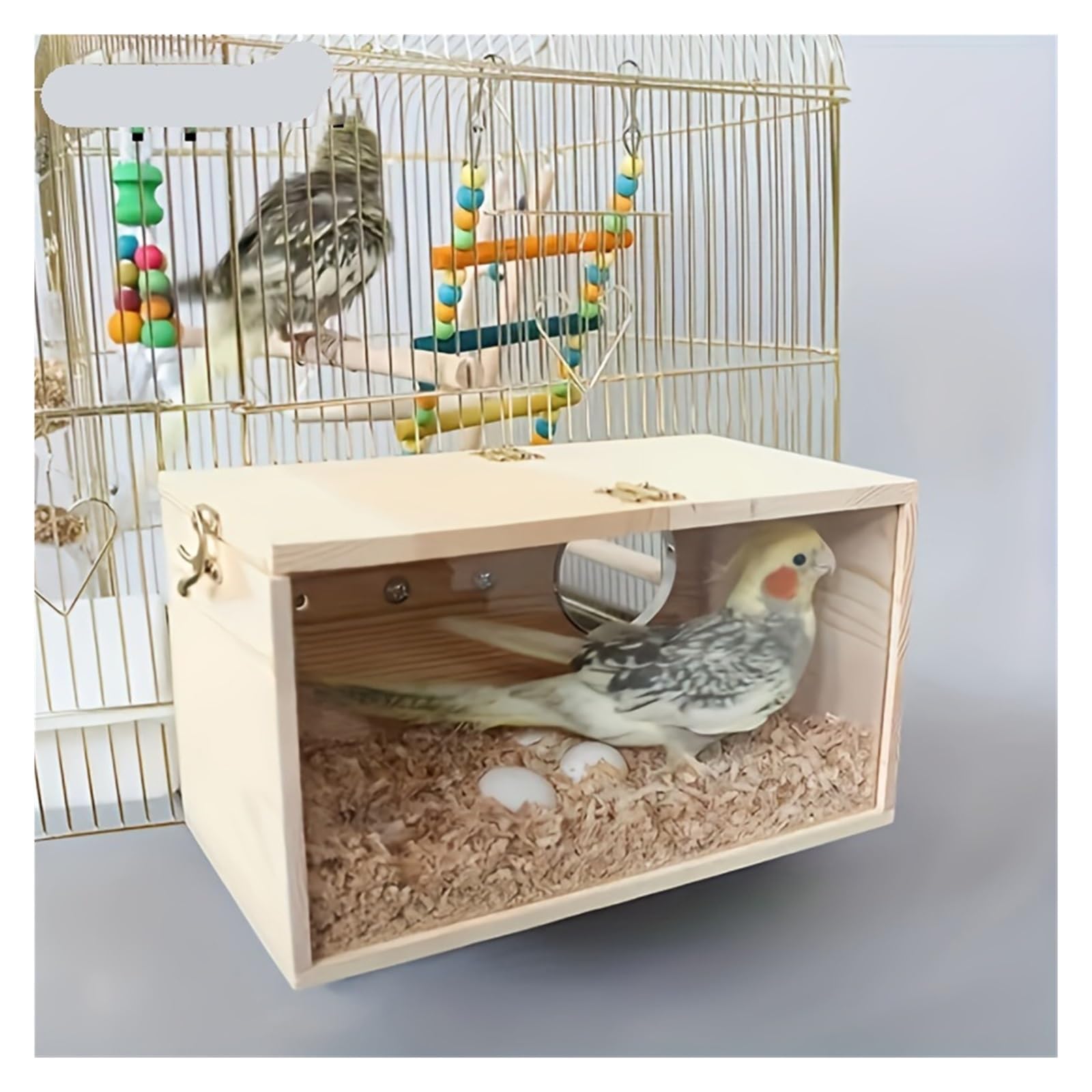 Nistkasten Holz Vogelhaus Nest Vögel Zucht Box Vogel Papagei Dekorative Käfige Haustier Zubehör Hause Balkon Dekoration(M)