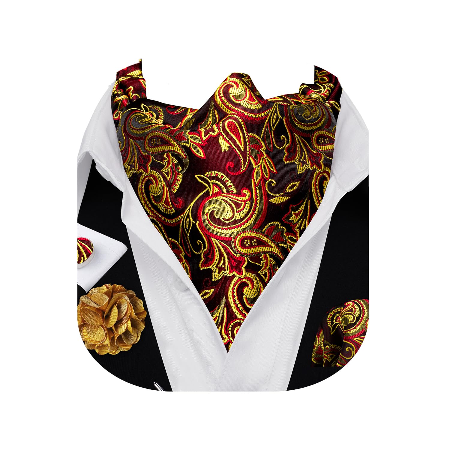 Barry.Wang Men's Ascot Paisley Floral Cravats Set