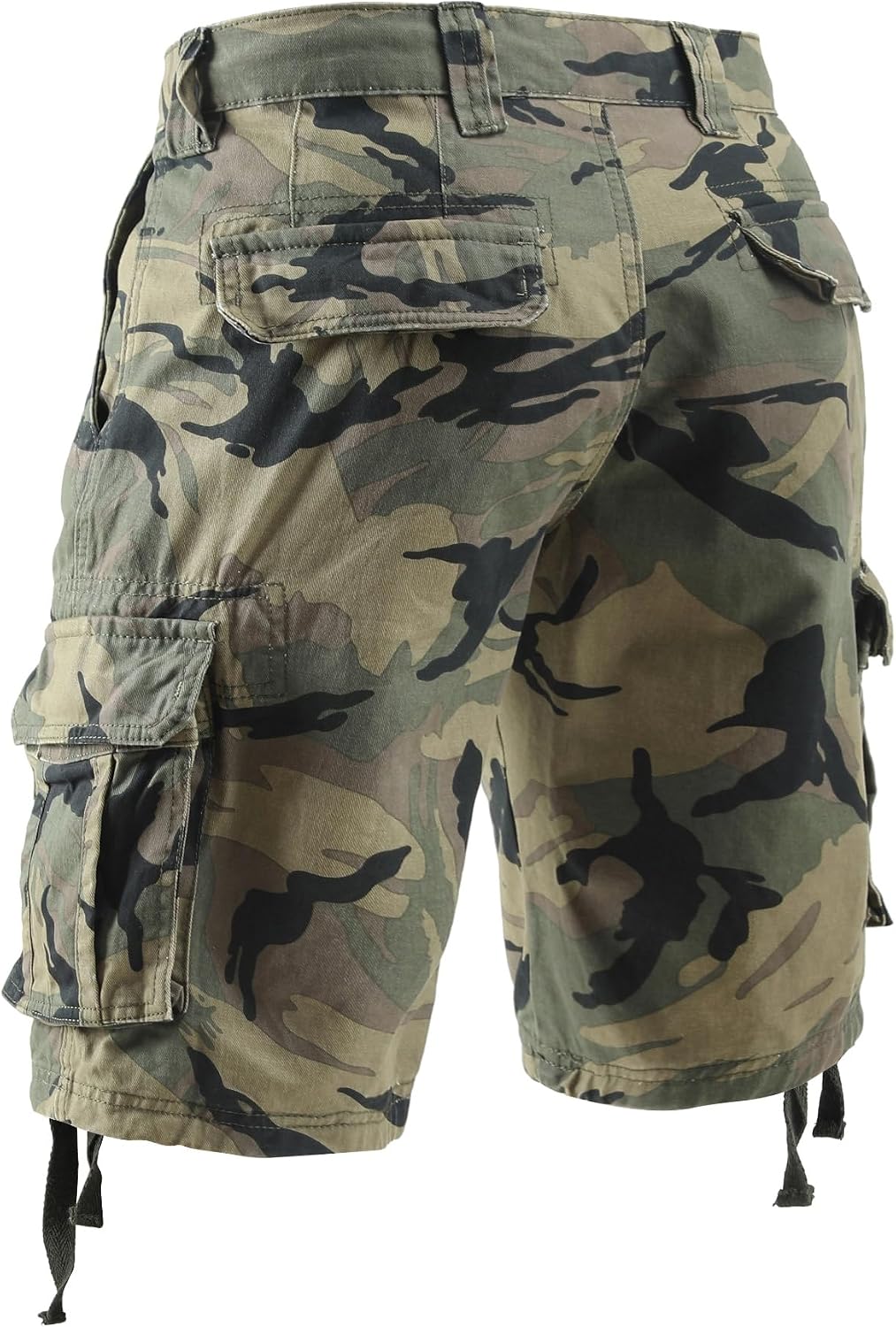 Men's Camo Cargo Shorts Cotton Casual Relaxed Fit Wild Outdoor Work Shorts for Men with Multi-Pockets