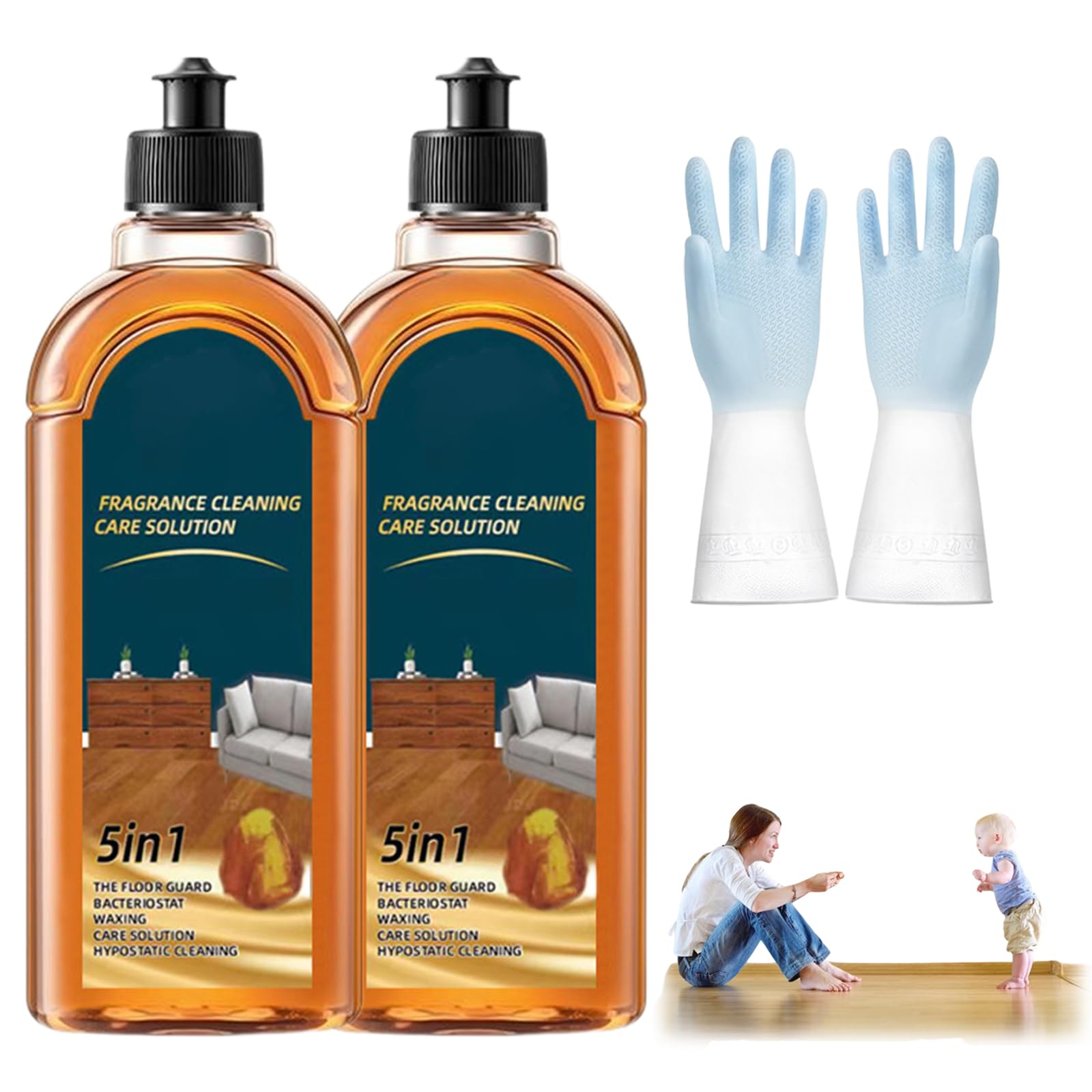 Floor Cleaner, Limpiador de Pisos 5 en 1, Eliminador de Manchas y Olores de Doble Acción, Solución de Limpieza con Fragancia para Todo Tipo de Pisos (2)