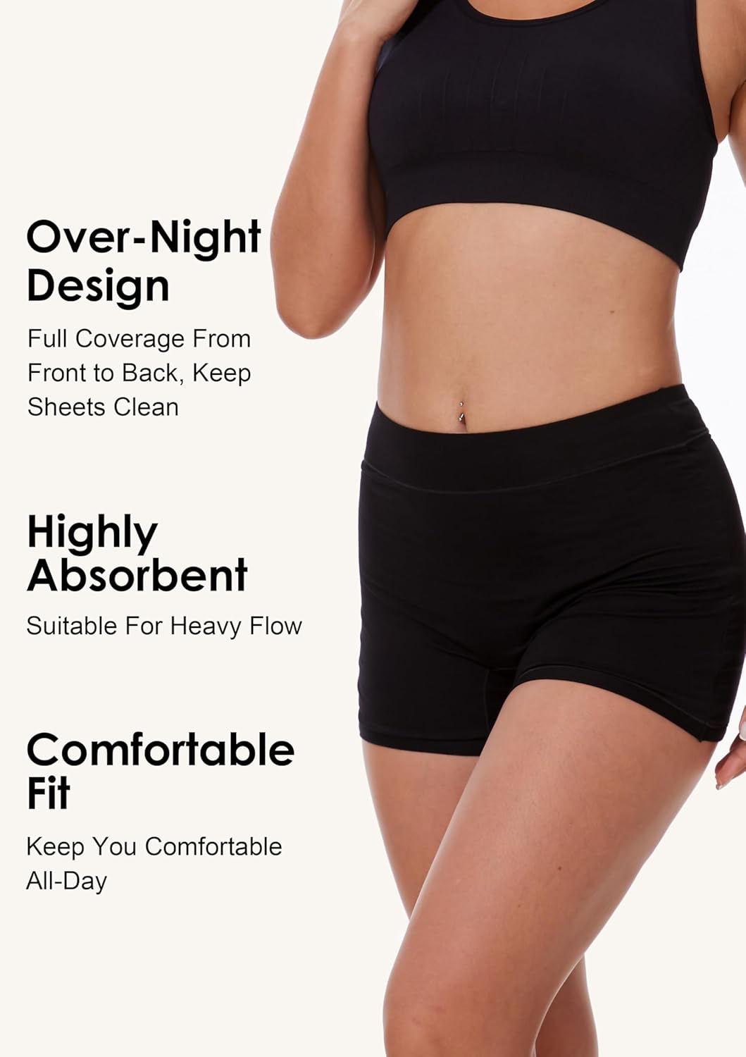 Overnight Period Shorts For Women, Leak-proof, Heavy Flow, Menstrual Absorbent Boyshorts - Image 3