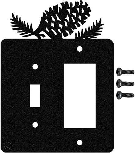 Miniatura 21 de Pine Cone - Placa de pared para interruptor de luz triple (palanca triple, negro) - Fabricado en Estados Unidos