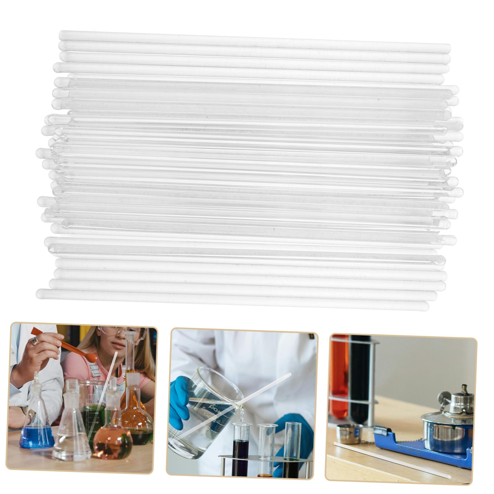 50pezzi Bacchetta Di Vetro Per Mescolare Bacchette Di Vetro Per Agitazione Resistente Alle Alte Temperature Per Laboratorio e Preparazione Alimentare