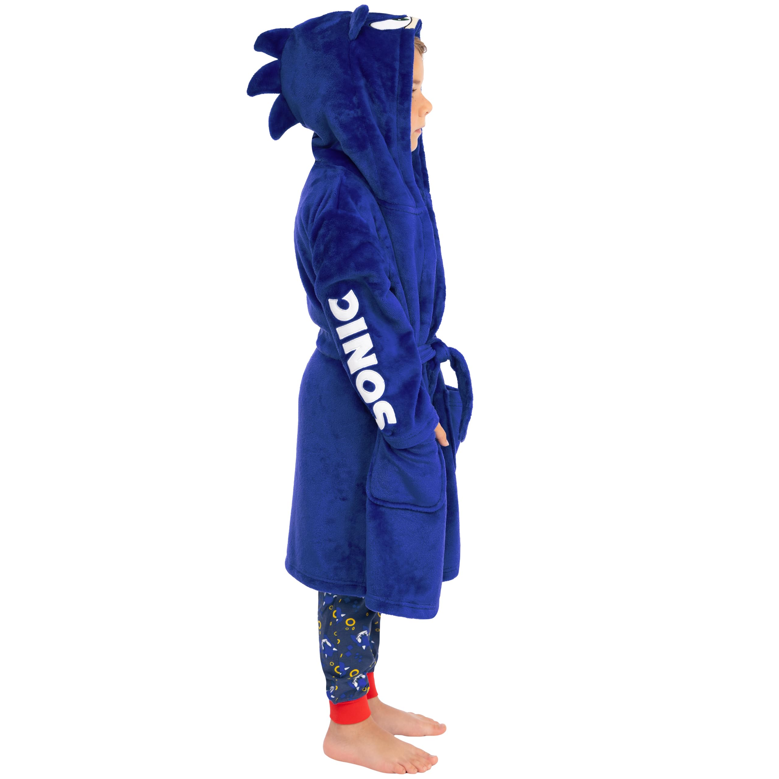 Sonic The Hedgehog Peignoir pour garçon, robe de chambre Sonic Kids avec oreilles 3D, peignoir polaire pour garçon