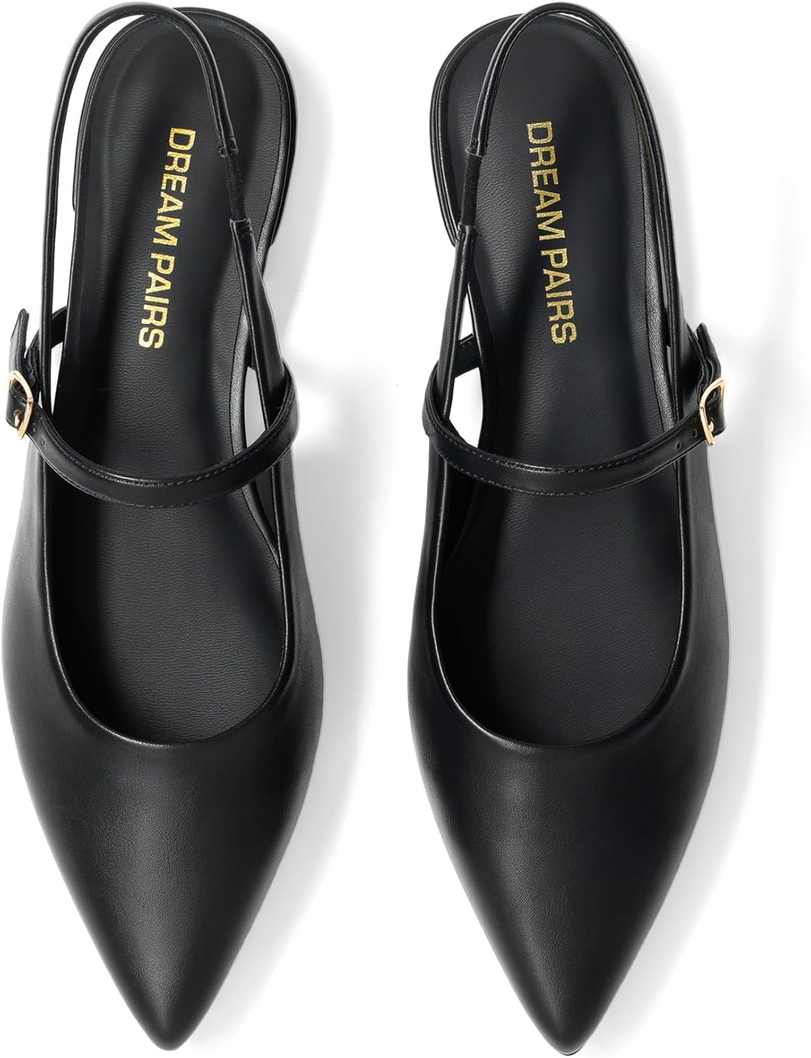 DREAM PAIRS Women's Slingback Dress Pointed Toe Flats Ballet Mary Jane Flat Shoes with Buckle Strap Low Heel Dressy Flats - Image 5