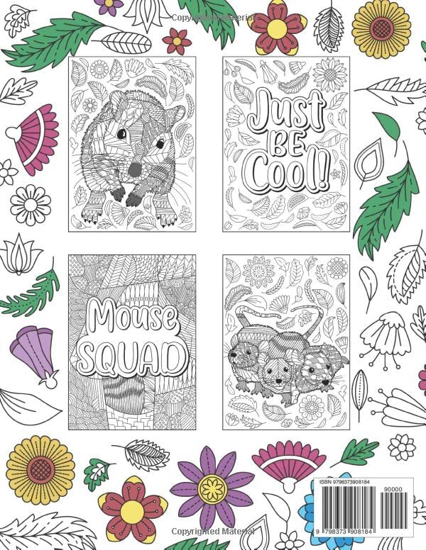 Mouse Coloring Book: An Adult Coloring Books for Mouse Lovers, Rat Zentangle Patterns for Stress Relief and Relaxation image 3