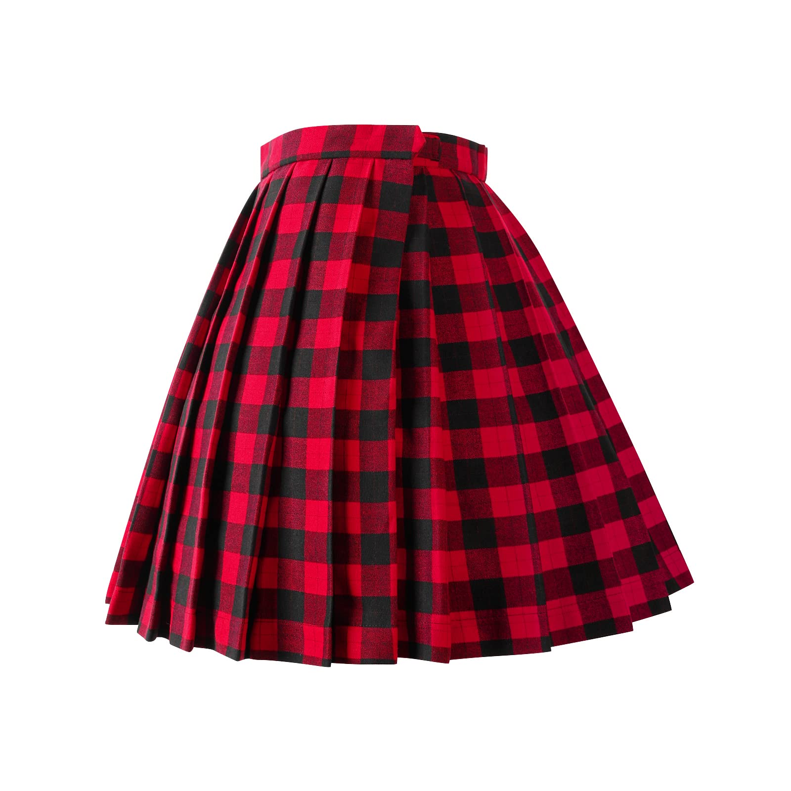 Aeslech Falda de lana plisada a cuadros para mujer, falda de invierno de uniforme escolar de cintura alta para niñas