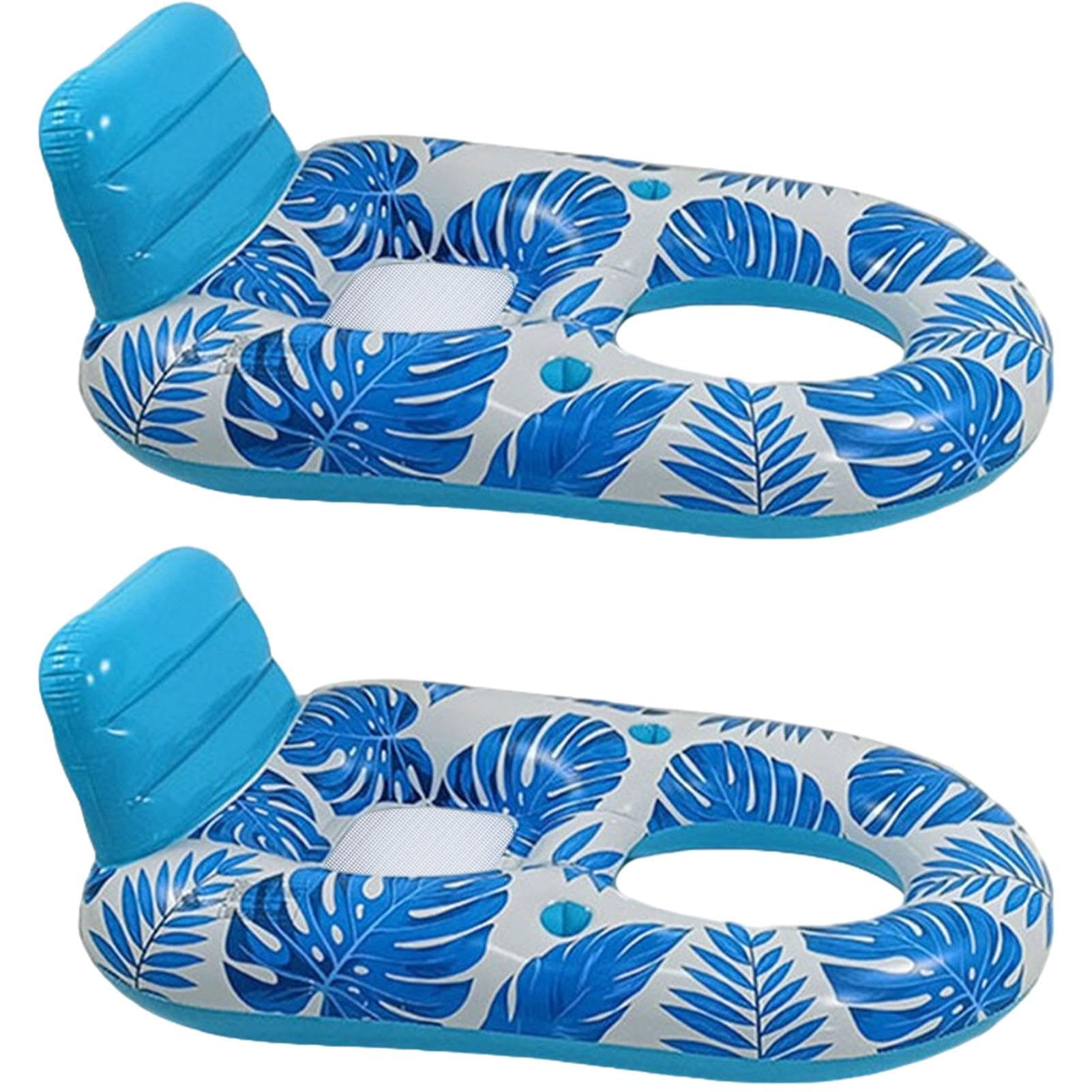 2 Inflatable Pool Floats, 160x120x70cm Swimming Pool Hammock, Large Water Lounger with Cup Holder, Floating Chair for Pool, Pool Lounge Float, Float Raft, Cool Water Sofa, Tanning Recliner for Pool