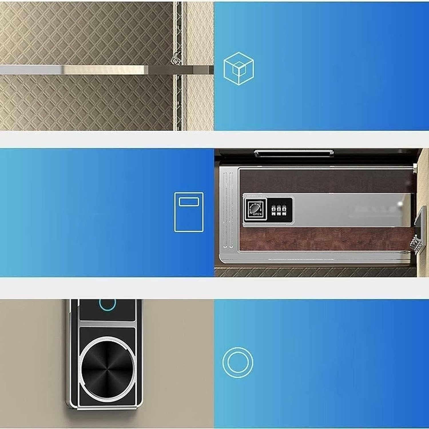 AMNOOL Security,Box for Household Fingerprint Password Safe, Small Anti-Theft Large Storage Space Drawer Storage Bed Safe High Office Safe Deposit Box-1