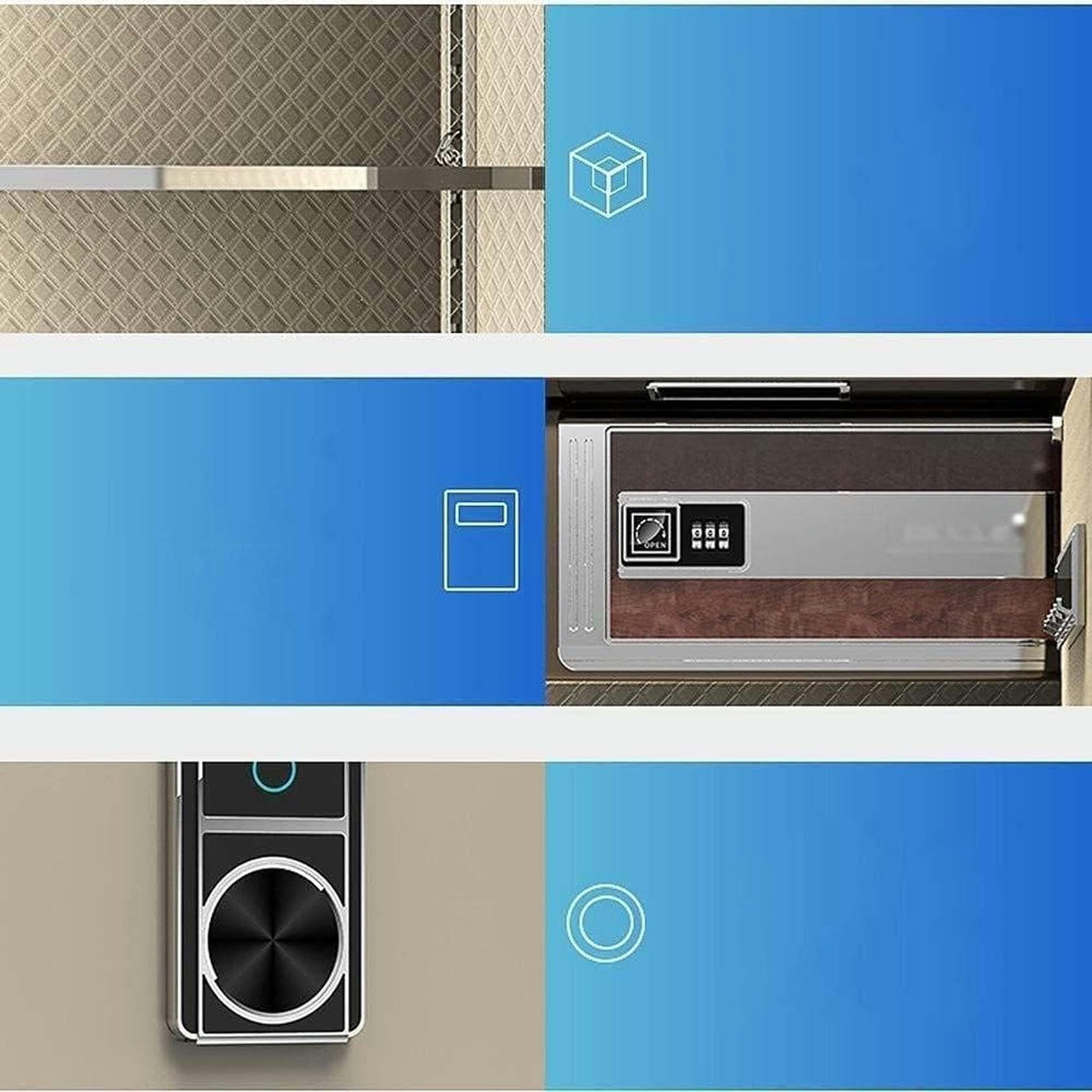 Seguridad,Caja para Caja Fuerte con Contraseña de Huellas Dactilares para el Hogar, Pequeña Antirrobo, Gran Espacio de Almacenamiento, Cajón de Almacenamiento, Caja Fuerte para Cama, Caja Fuerte para