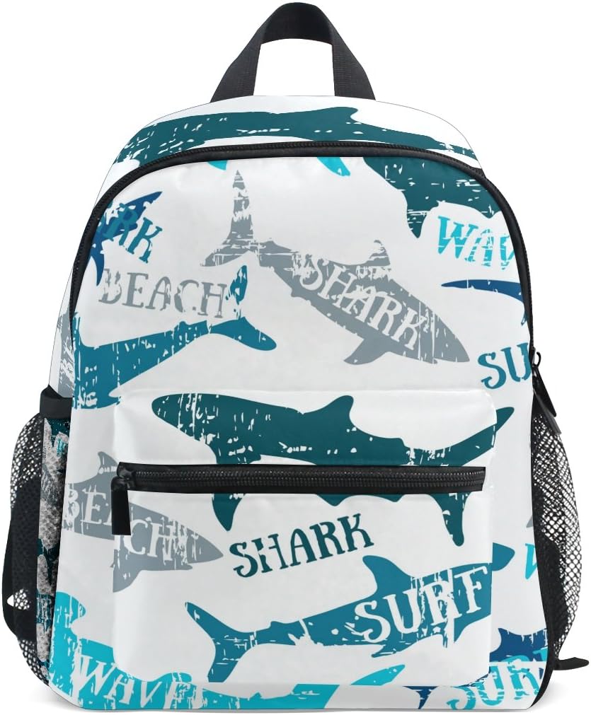 Jeansame Kids Backpack Children's Schoolbag Book Bag for Kindergarten Toddler Boys Girls Summer Tropical Ocean Sea Shark