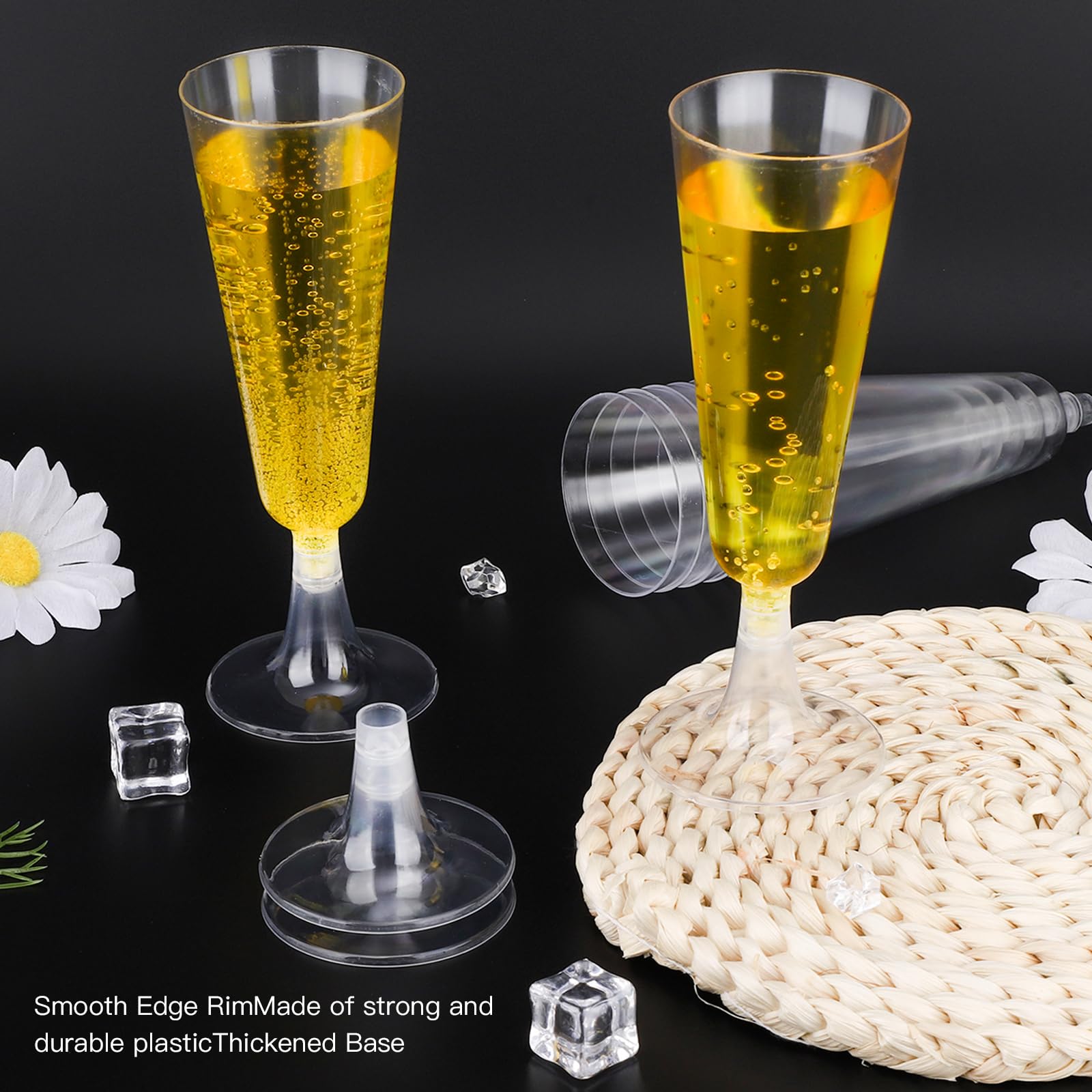 Transparante, herbruikbare champagneglas voor bruiloften, 133 ml, verpakking van 20 stuks, met