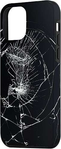 Vista 41 de iPhone 12/12 Pro - Funda negra con diseño roto falso, disuasorio de robo