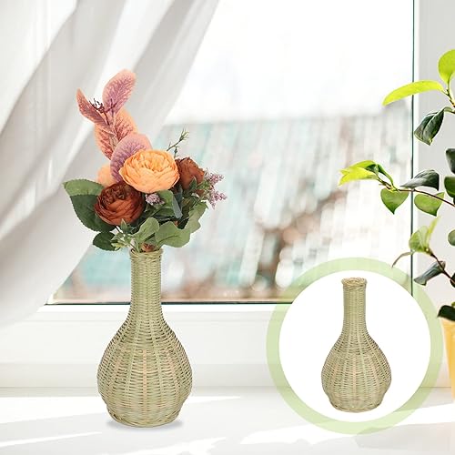 Miniatura 7 de Jarrones de pared para flores, hecho a mano, tejido a mano, florero de ratán para plantas, cesta de flores de bambú, organizador de almacenamiento