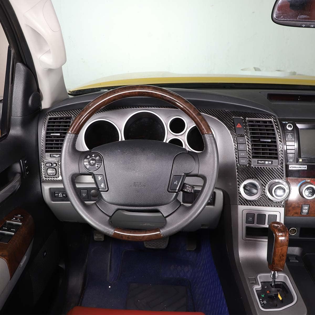 LLKUANG Compatible with Soft Carbon Fiber Dashboard Panel Decoration Sticker Car lnterior Modification Accessories for Tundra 2007 2008 2009 2010 2011 2012 2013,2PCS