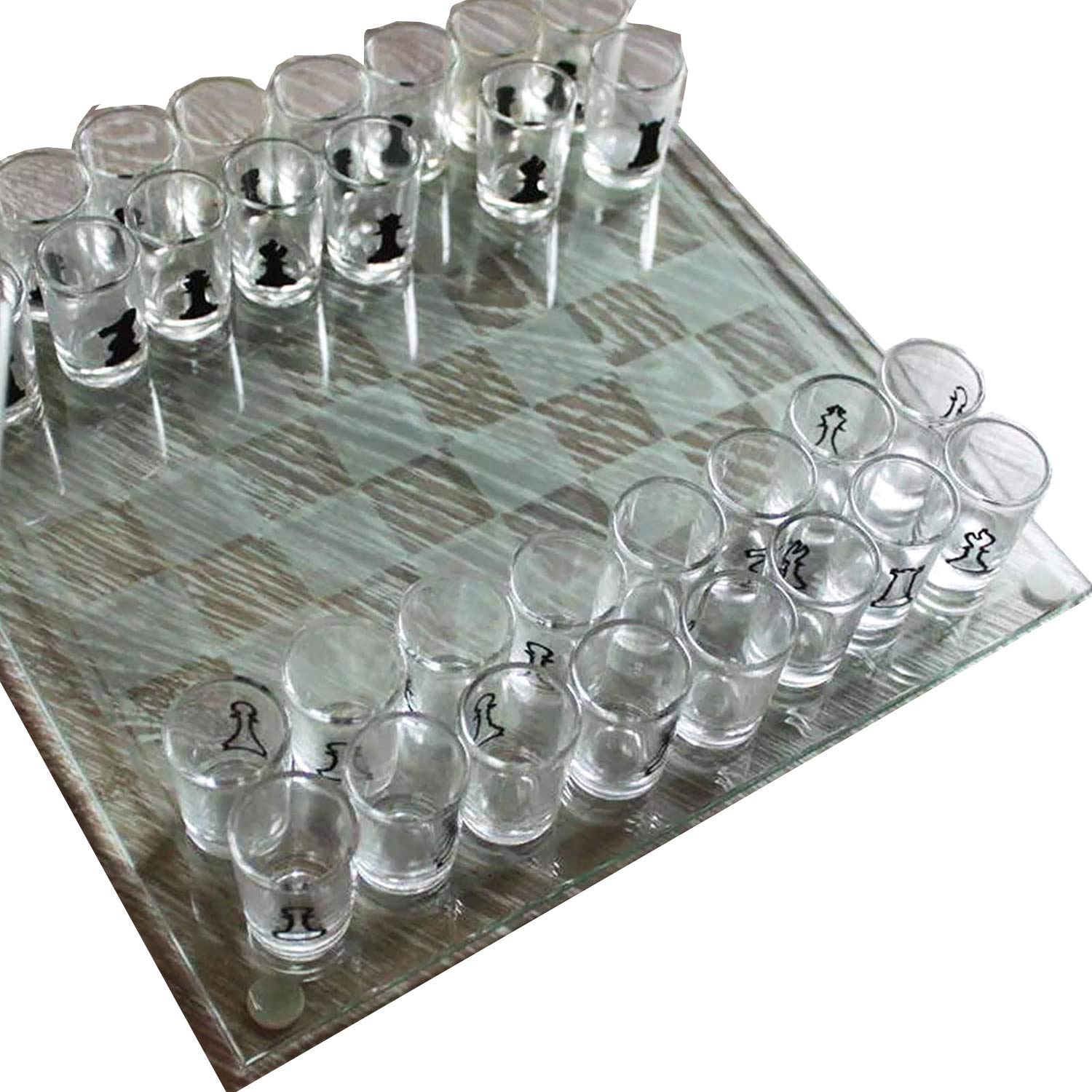 Buy MNBV Glass Chess Set, Crystal Clear Checkers Drinking Game Set w