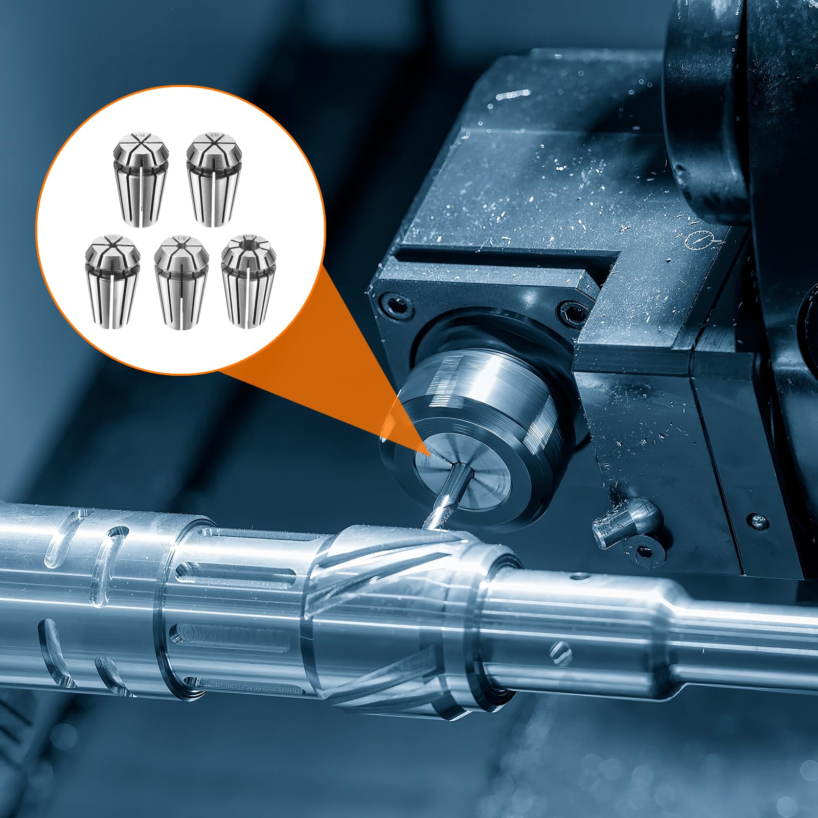 sourcing map Lot de 5 colliers de serrage à ressort ER16 1/32" - 1/4" 65Mn en acier à ressort de précision pour fraisage CNC