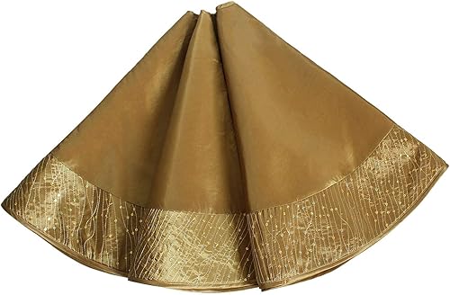 gireshome 42" Oro Seda sintética con falda Sparkle Brillo Lentejuelas frontera Árbol de Navidad árbol de Navidad Decoración Feliz Navidad