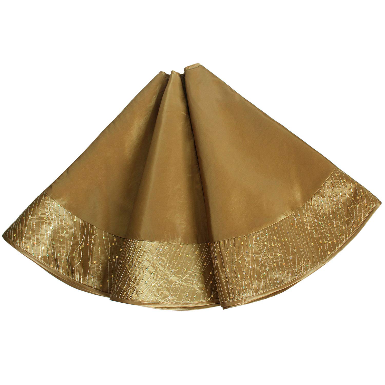 Gireshome 42" Gold Faux Silk with Sparkle Glitter Sequin Border Christmas Tree Skirt Xmas Tree Decoration Merry Christmas Supplies Christmas Decoration