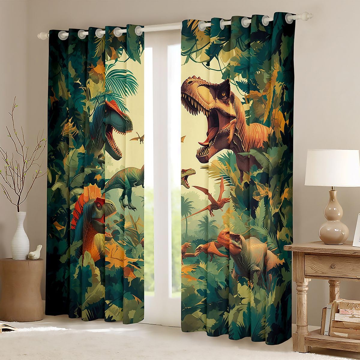 Homewish Lot de 2 Rideau Occultant 140x175cm Dinosaure