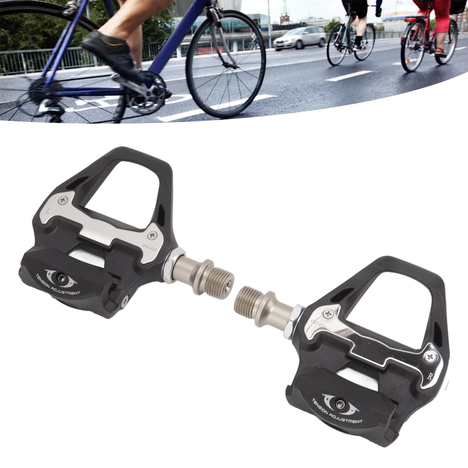 Changor Pedali per Bicicletta Autobloccanti con Tacchetti Costruzione in Nylon Resistente per Mountain Bike 1 Paio 96,8x46,7x21,5 Mm