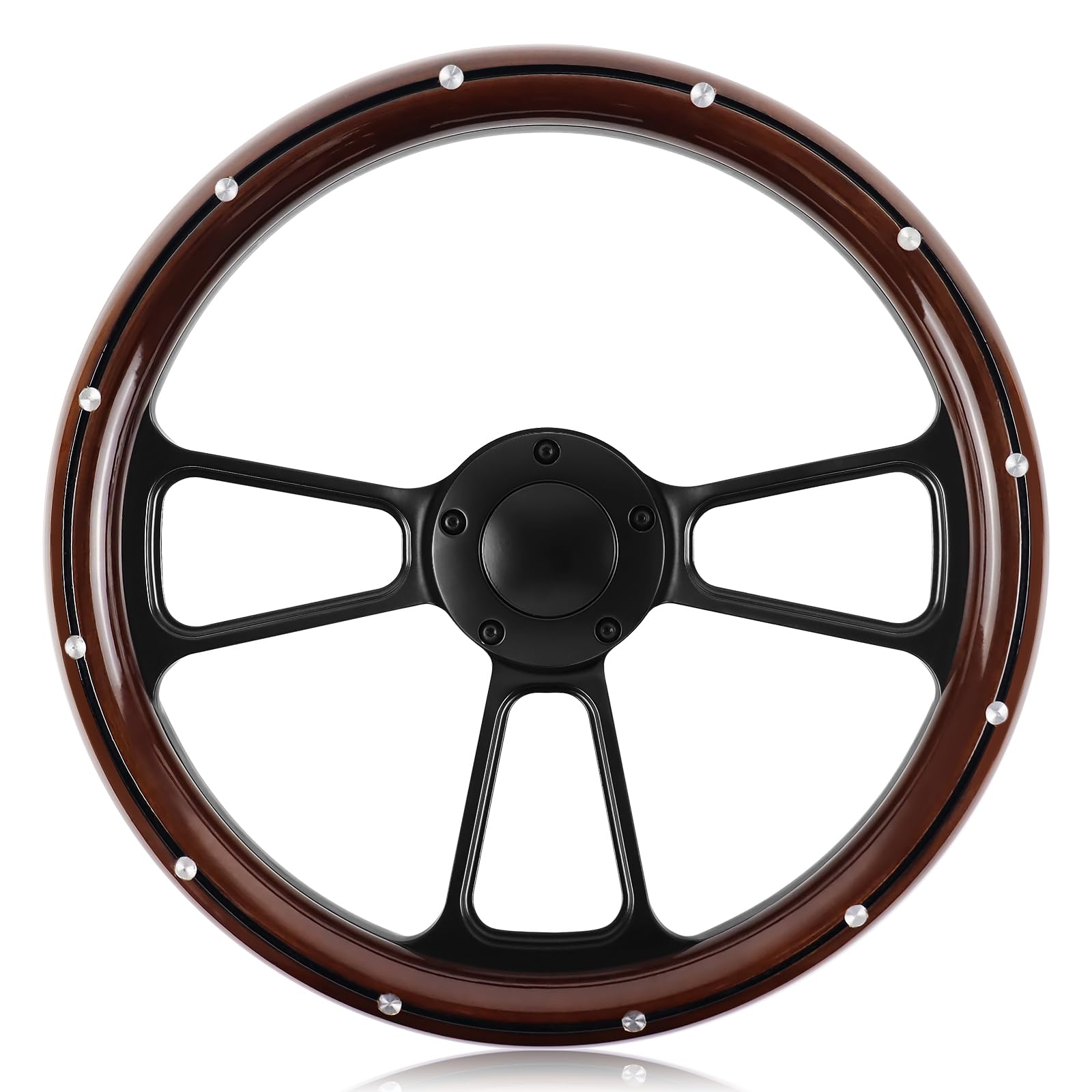 QYMOPAY 5 Hole 3 Spoke Vintage Steering Wheel 14 inch