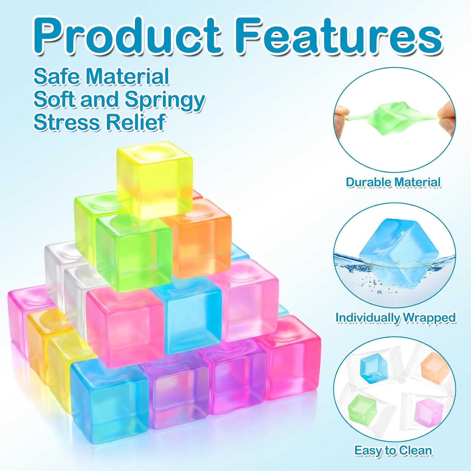 32 Pack Mini Cube Squishy Toys, Little Stress Cube Fidget Sensory Toys Bulk