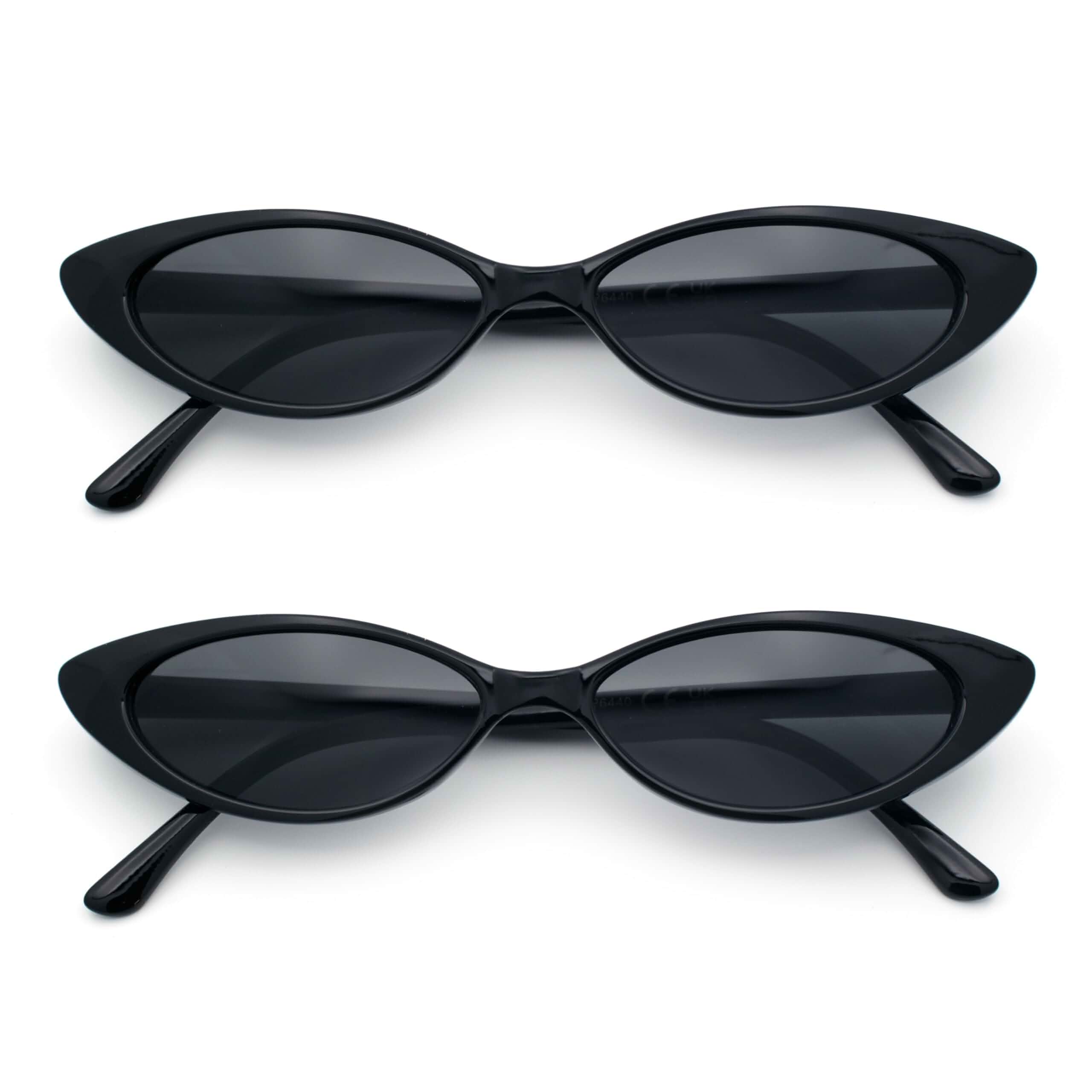 SA106 Womens Narrow Thin Cat Eye Plastic Gothic Retro Sunglasses