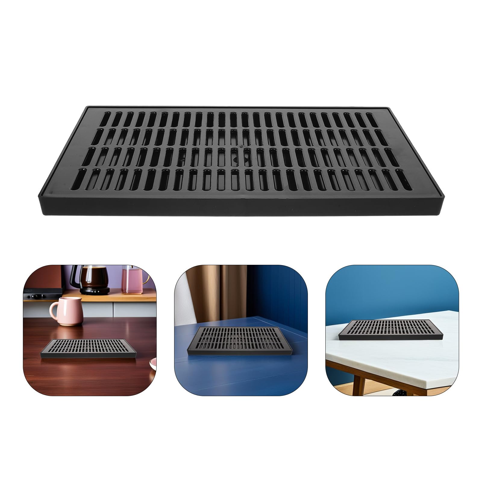 Bac Récupérateur de Gouttes Construction Robuste et Résistante en Plastique Noir Forme Rectangulaire Moderne pour Tireuse à Bière Accessoire pour Bar à Domicile