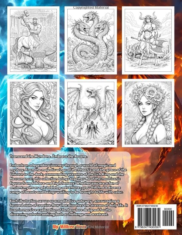 Mythical Creatures Coloring Book for Adults: 40 Amazing Magical Beasts, Fantasy Animals, and Mythological Beings including Dragons, Unicorns, and ... Relief, Mindfulness, and Creative Relaxation - Image 2
