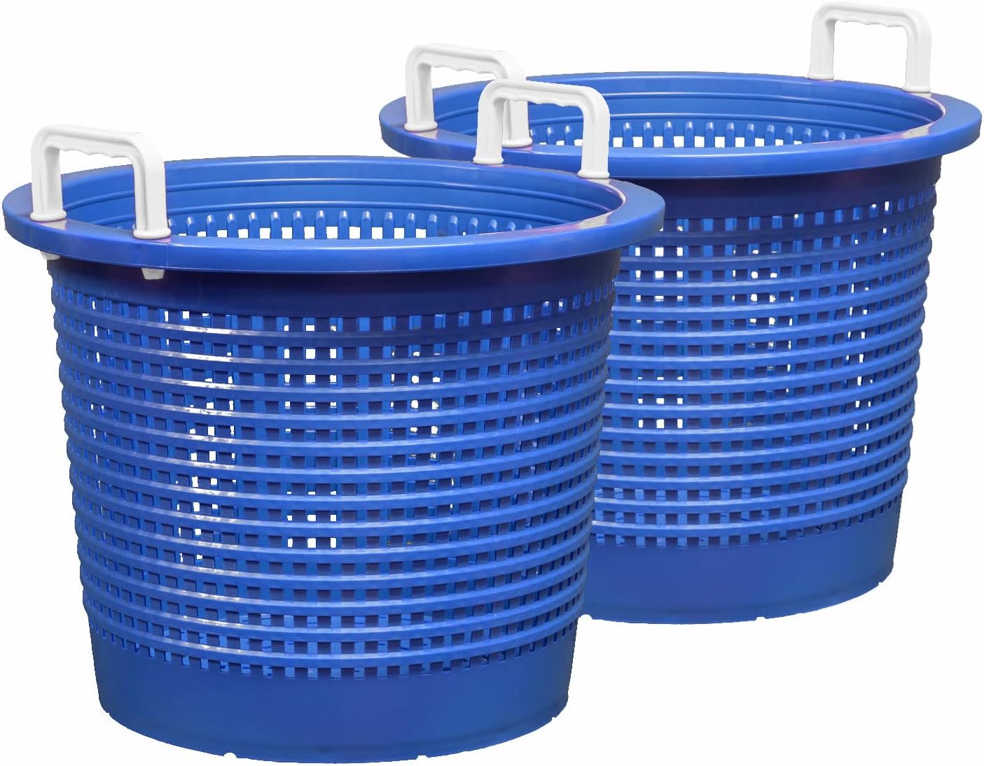 Large, Super Heavy Duty Fish Baskets. Blue with White Handles. Made in USA. 2Pack