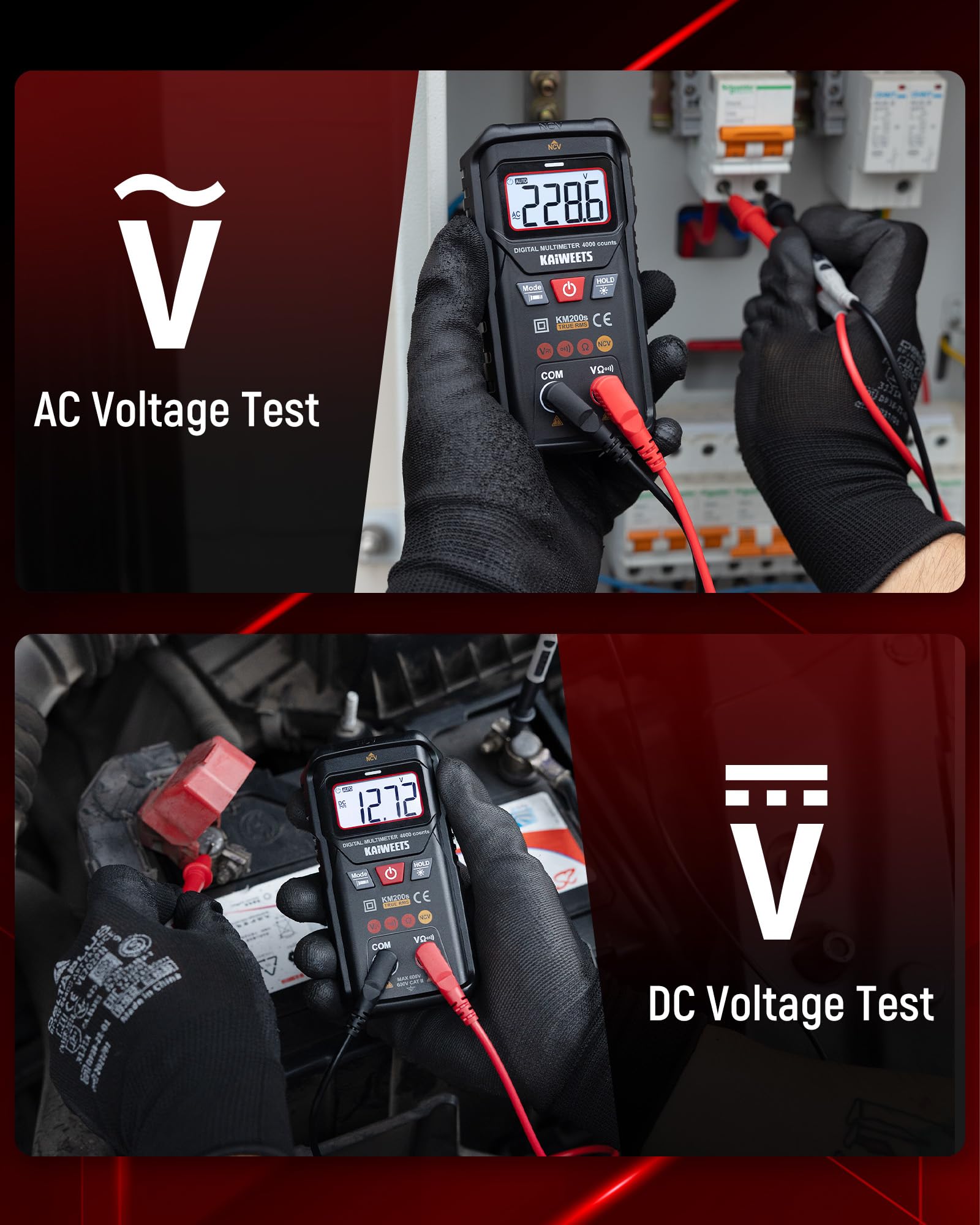 KAIWEETS Digitale Multimeter Tester Slimme Voltmeter voor Elektrische Testen & Automotive Circuit NCV Spanningsmeter Tests Ohm Amp Temperatuur Capaciteit Frequentie Auto Range