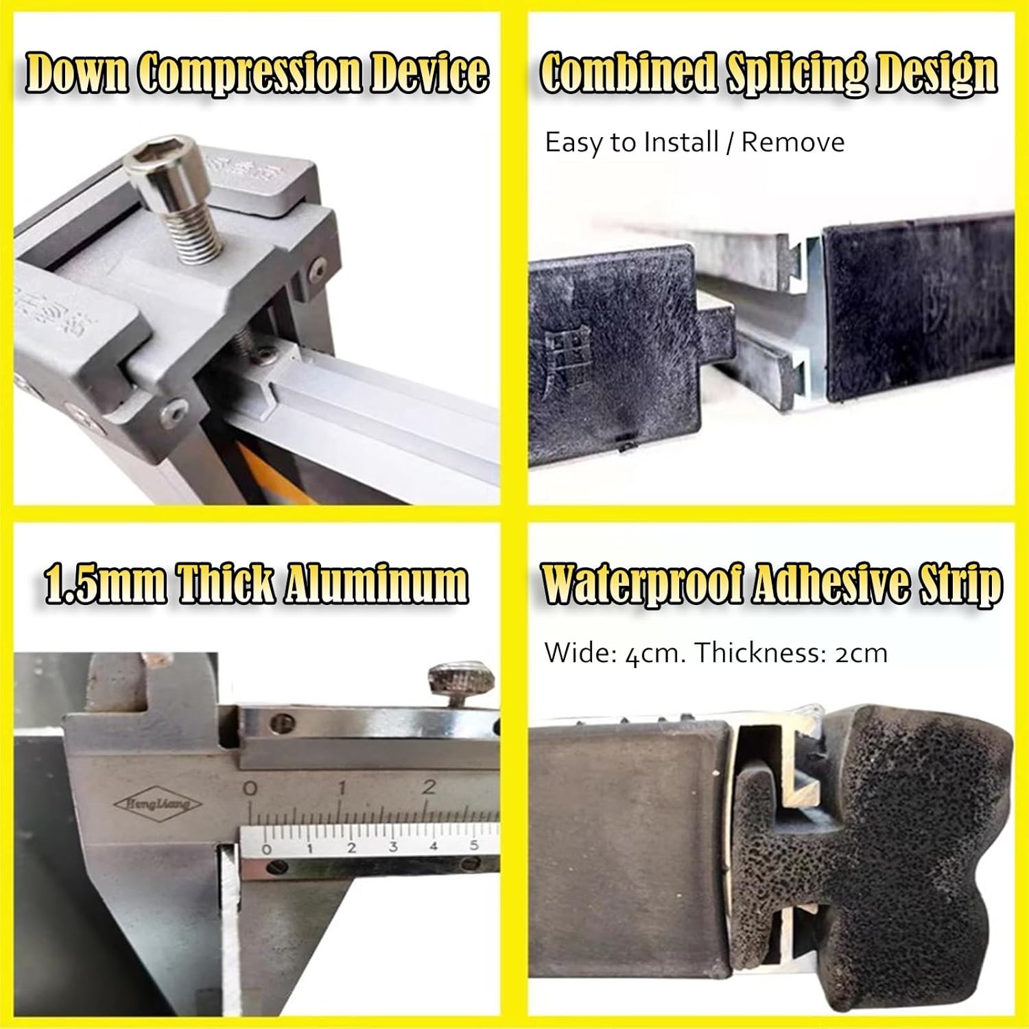 100cm/ 39 Inch High Garage Door Flood Barrier Baffle, Outside/Warehouse/Basement Water Protection Barriers Detachable Reusable Aluminum Shield, Heavy Duty Water Stopper Guard Unit Module