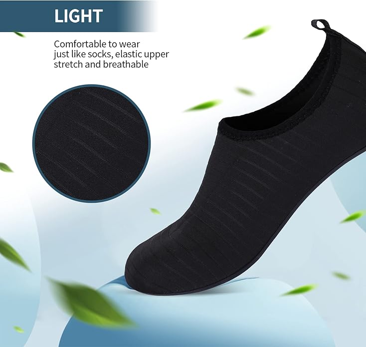 These aqua socks are perfect for a wide range of water sports, including beach volleyball, snorkeling, and paddleboarding. The quick-drying material means you can easily transition from the water to land without feeling soggy or uncomfortable. Available in a variety of sizes and colors, BowenBo Water Sports Barefoot Women's Men's Outdoor Beach Swimming Aqua Socks are a versatile and stylish choice for your next aquatic adventure.
