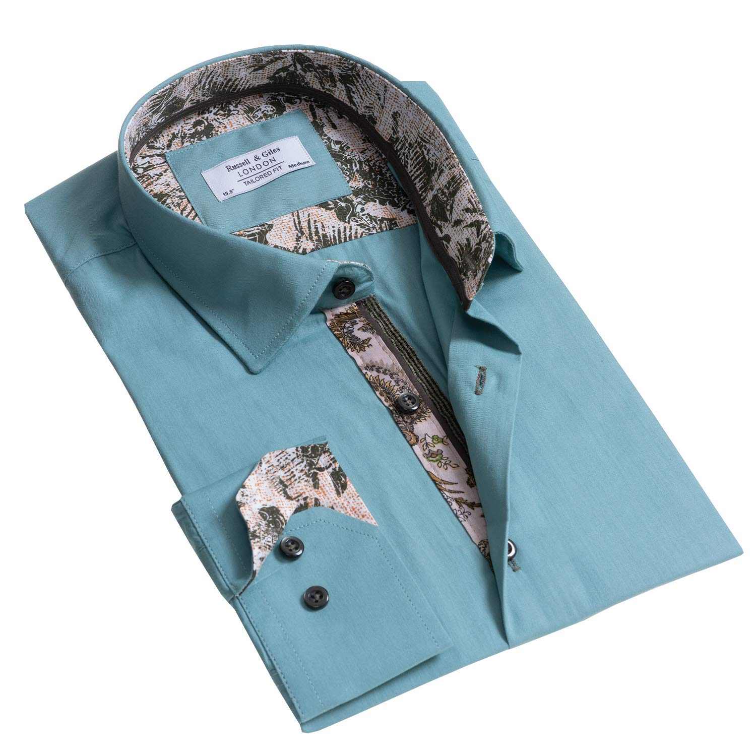Russell & GilesMens Pure Cotton Designer Paisley Patterned Shirt (L, Green)