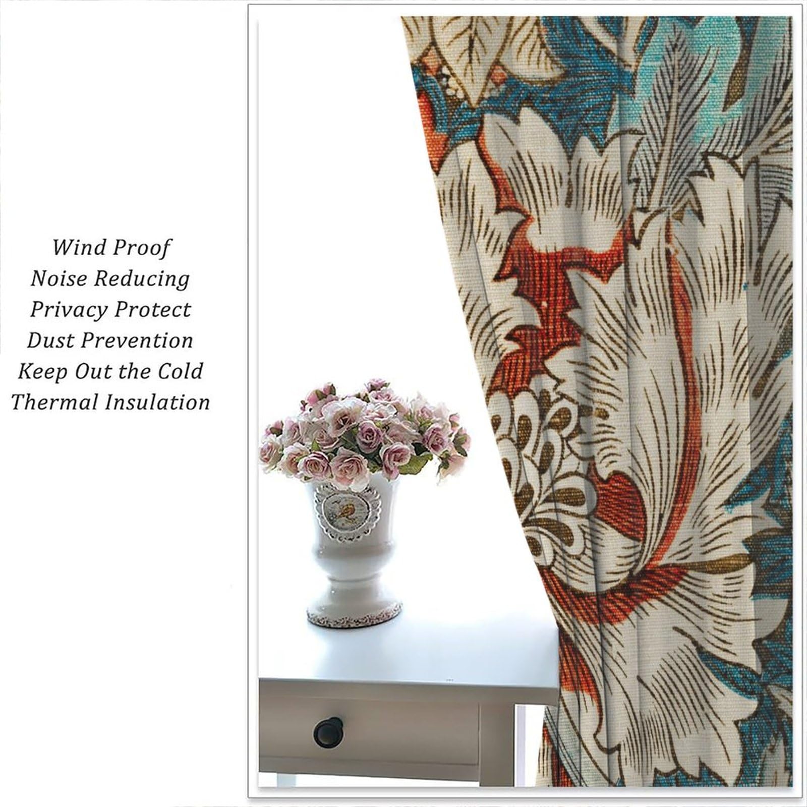 Amazon.co.jp: GoDazzling William Morris 植物 花柄 遮光カーテン