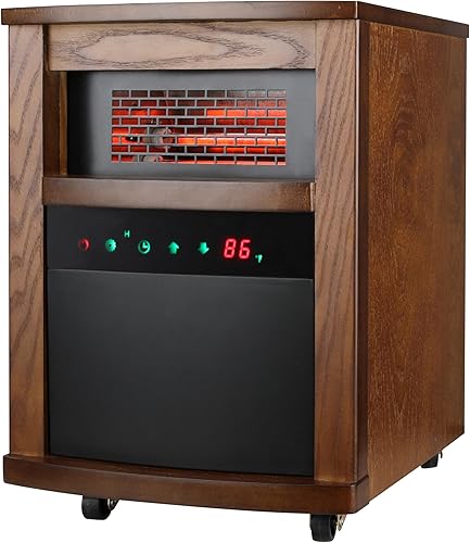 Comfort Glow - Calentador eléctrico portátil de cuarzo infrarrojo con control remoto, calentador de espacio de 4 elementos, bloqueo para niños,