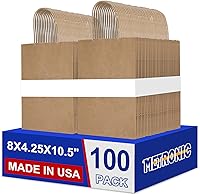 Vista 8 de METRONIC Paquete de 200 bolsas de papel blanco de 5.25 x 3.75 x 8 pulgadas, bolsa de regalo pequeña de papel kraft con asas recicladas para fiestas