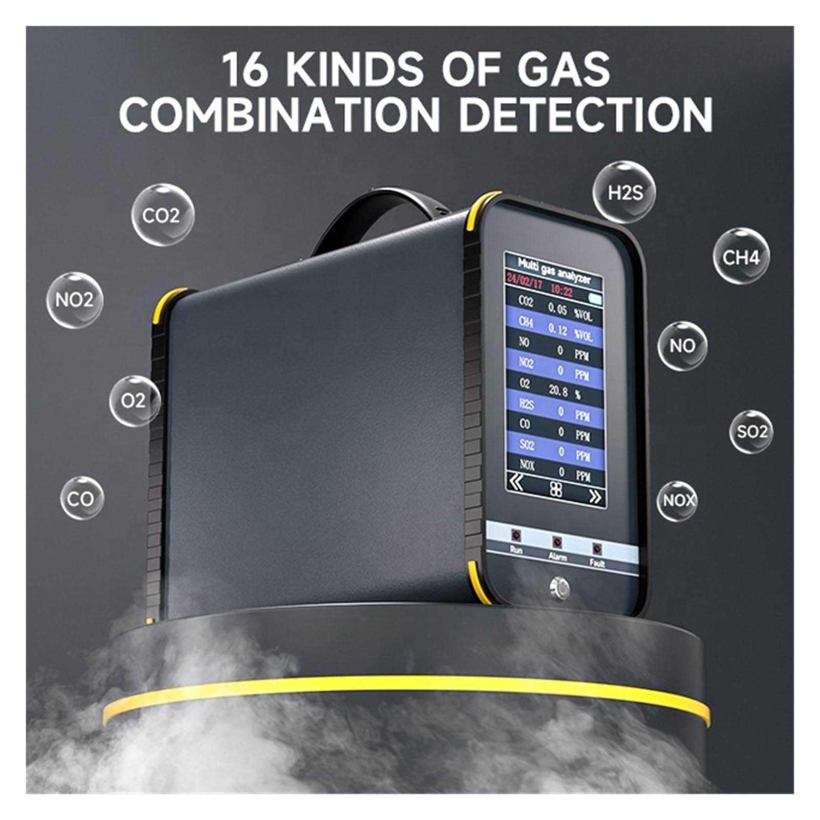 Gasdetektor, 16-in-1-Gasanalysator S360 for Inkubator, interner Pumpentyp, Multi-Gas-Alarm 0-1000 ppm 0-100 ppm