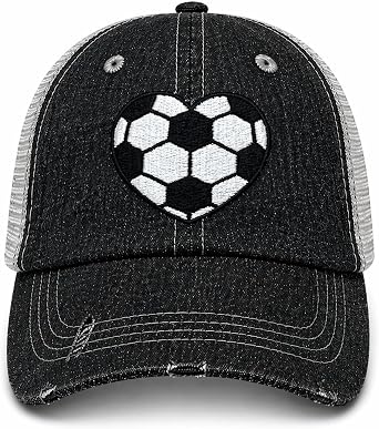 Cocomo Soul Womens Soccer Heart Hat | Gift for Soccer Mom | Soccer Player Hat 704 Dark Grey